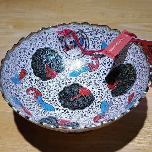 World Traveler Other - Elegant Ceramic Bowl with Red and Blue Accents